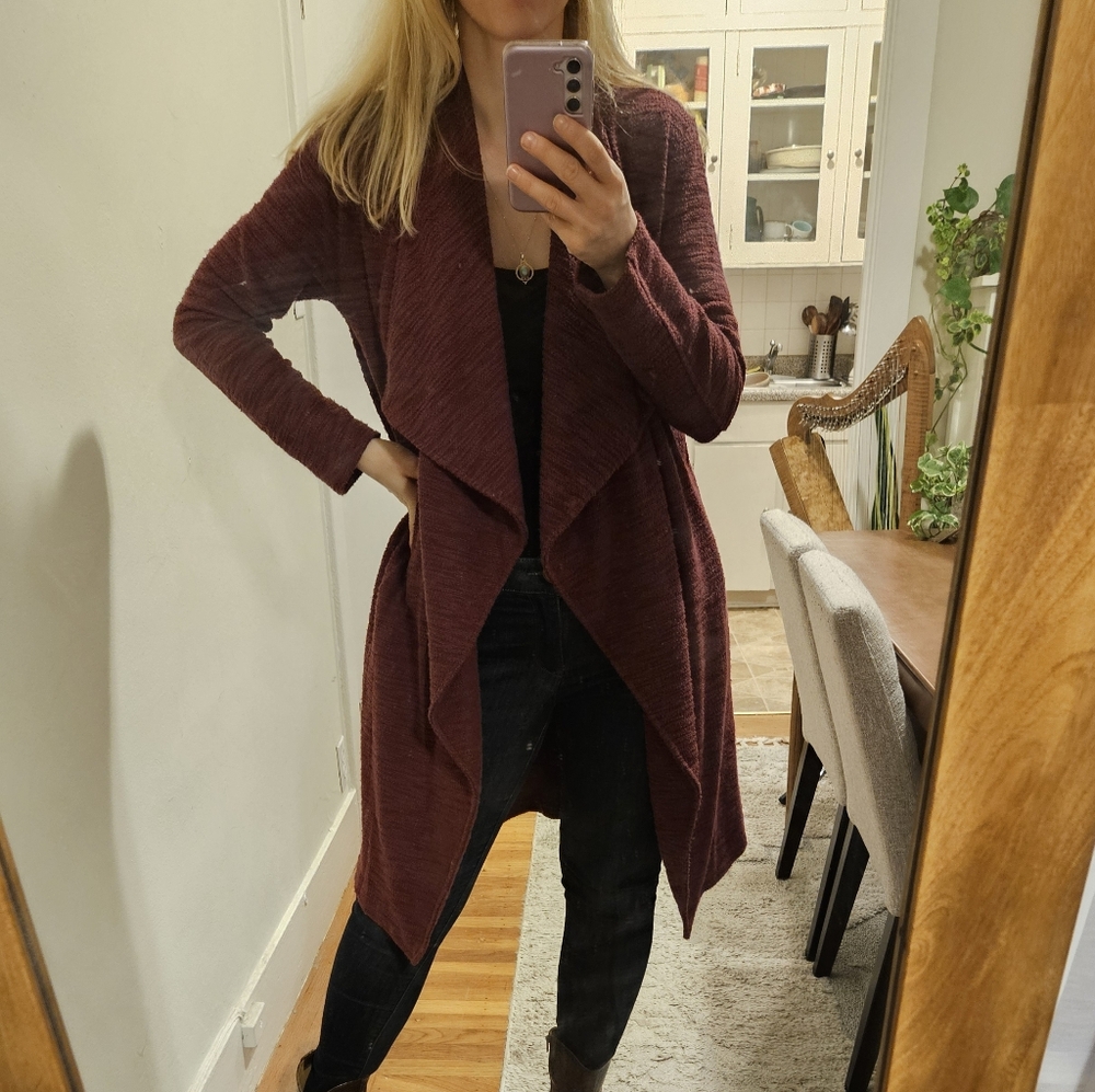 Burgundy Steve Madden Waterfall Cardigan